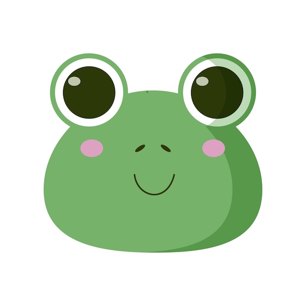 Cute cartoon frog face Vector isolated on white background Design for kids toad head