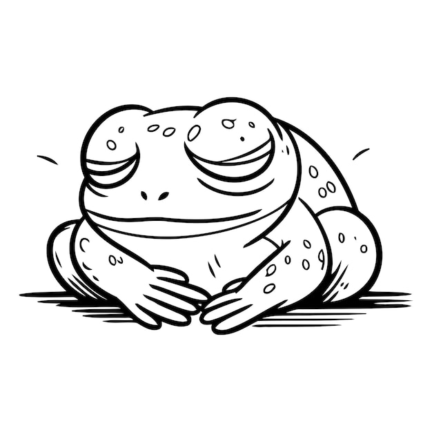 Vector cute cartoon frog isolated on white background hand drawn vector illustration