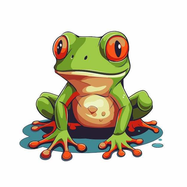 Cute cartoon frog isolated on a white background Vector illustration