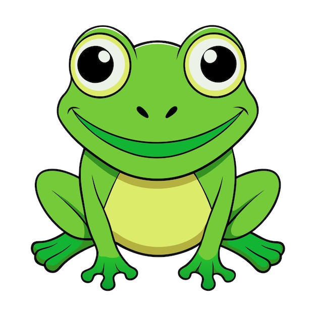Cute cartoon frog smiling and happy