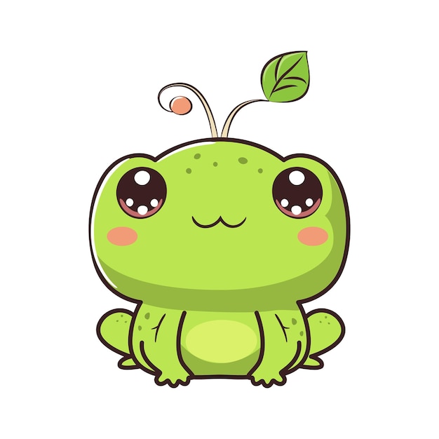 Cute cartoon frog with a green face and a green face.