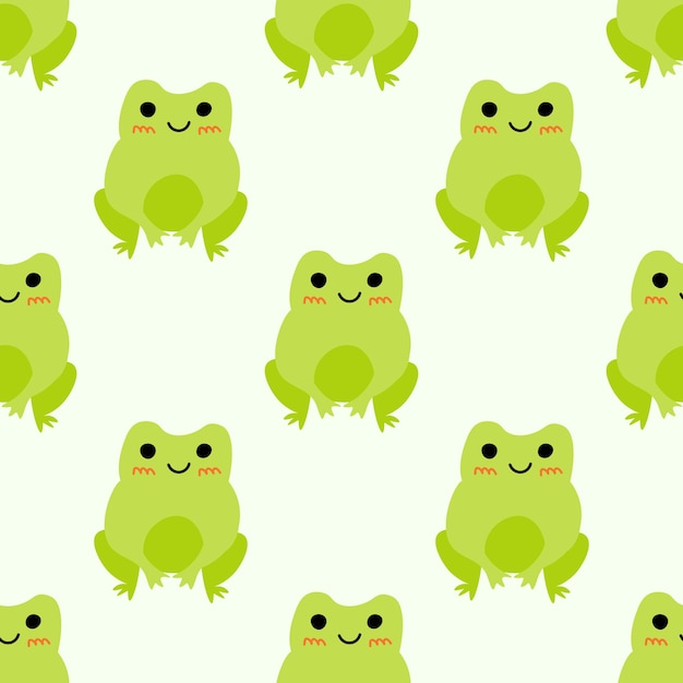 귀여운 만화 개구리 매혹된 녹색 두꺼비 벡터 동물 캐릭터 수륙 양용 두꺼비 그림의 원활한 패턴 아기 옷 침구 섬유 인쇄 벽지에 대 한 유치 한 디자인