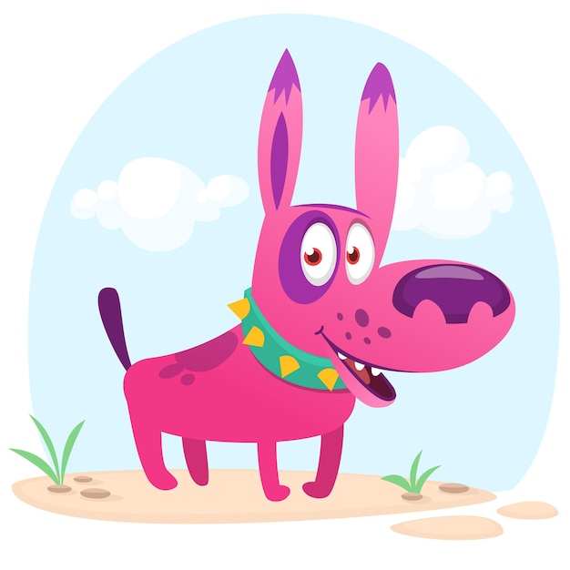 Cute cartoon funny dog Vector illustration