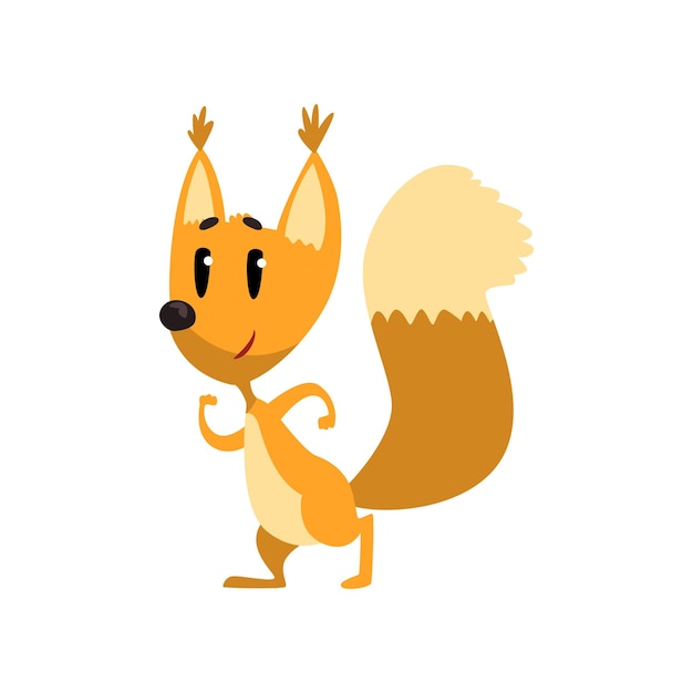 Cute cartoon funny squirrel character vector illustration on a white background