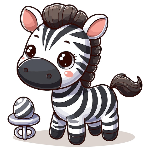 Vettore un grazioso zebra da cartone animato