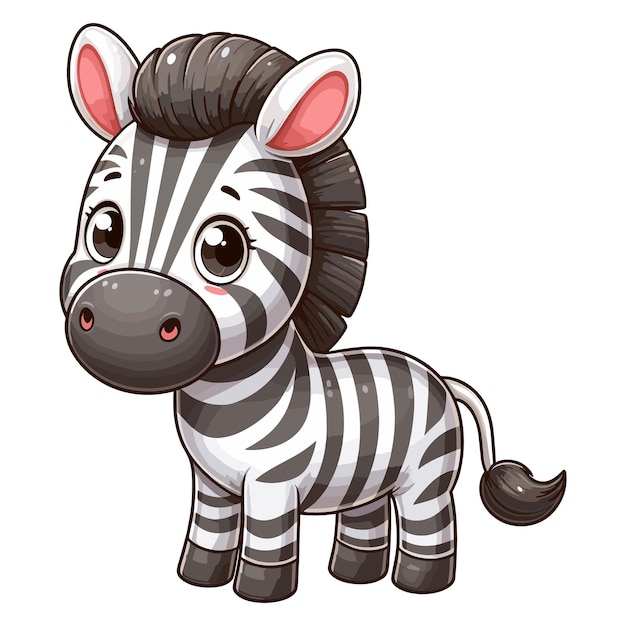 Vector cute cartoon funny zebra stand