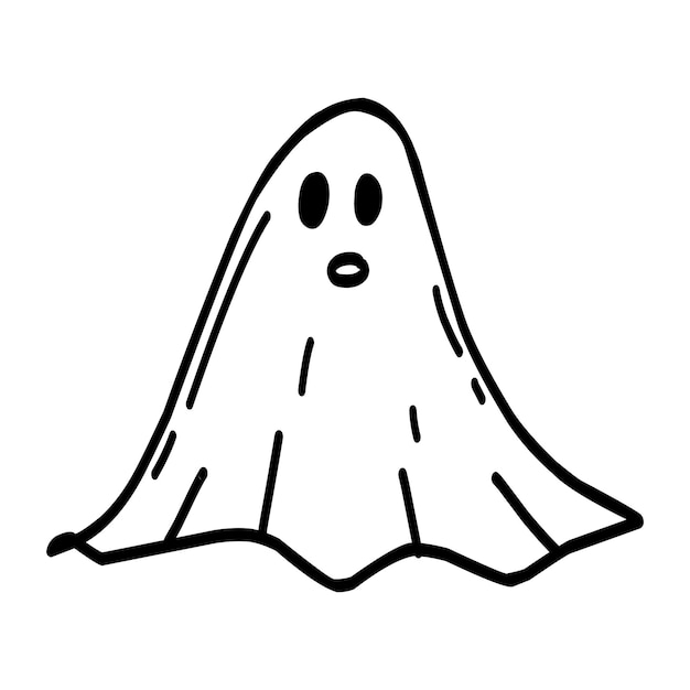 Cute cartoon ghost in doodle style Halloween Traditional holiday