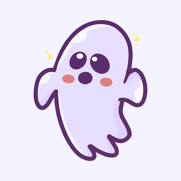 Cute cartoon ghost drawing with hand drawn