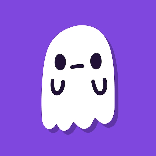 Симпатичный мультяшный призрак на фиолетовом фоне.