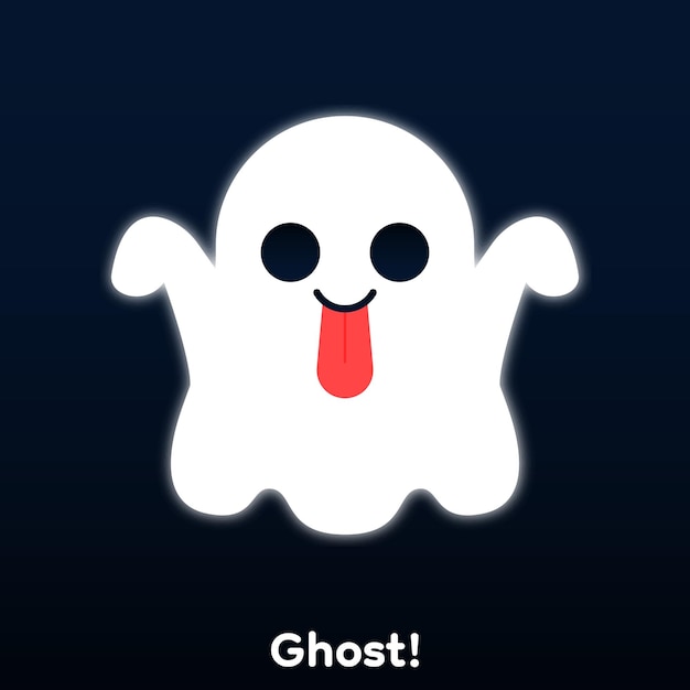 Cute cartoon ghost with white aura around