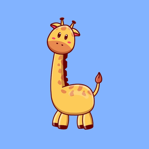 Симпатичный мультяшный жираф в векторной иллюстрации животный изолированный вектор плоский мультяшный стиль