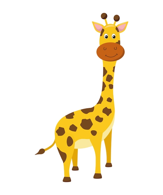 Vector cute cartoon giraffe isolated on white background animal of africa vector illustration