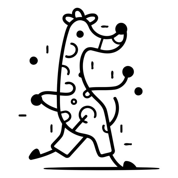 Cute cartoon giraffe running in a hurry Vector illustration