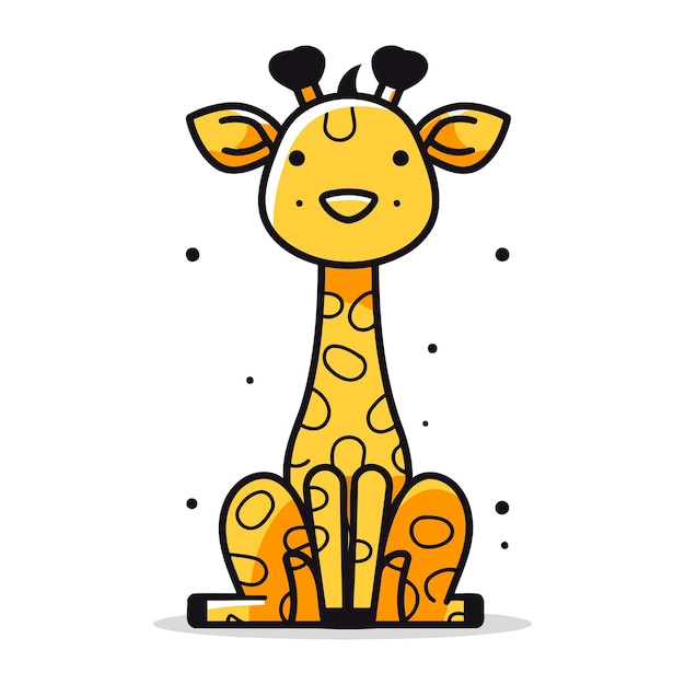 Cute cartoon giraffe Vector illustration isolated on white background