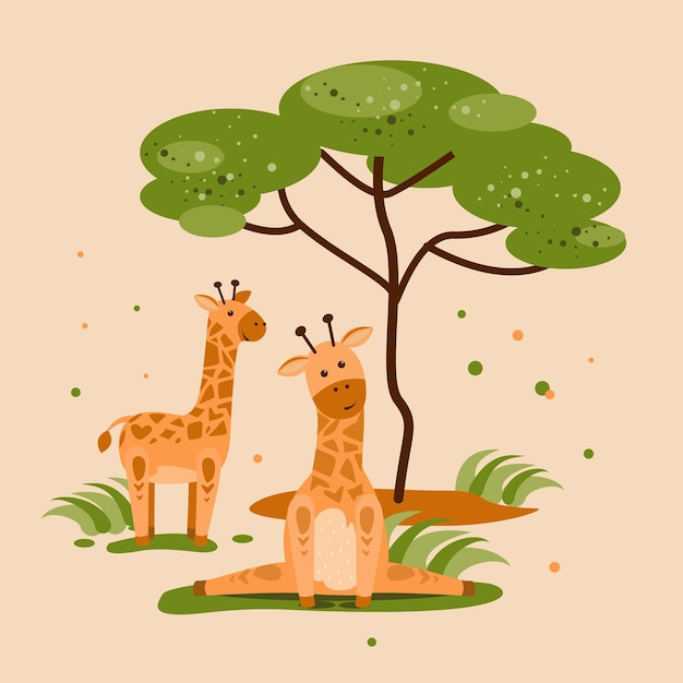 Vector cute cartoon giraffes