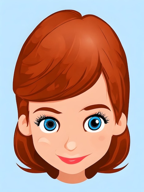 Vector cute cartoon girl face vector design with white background