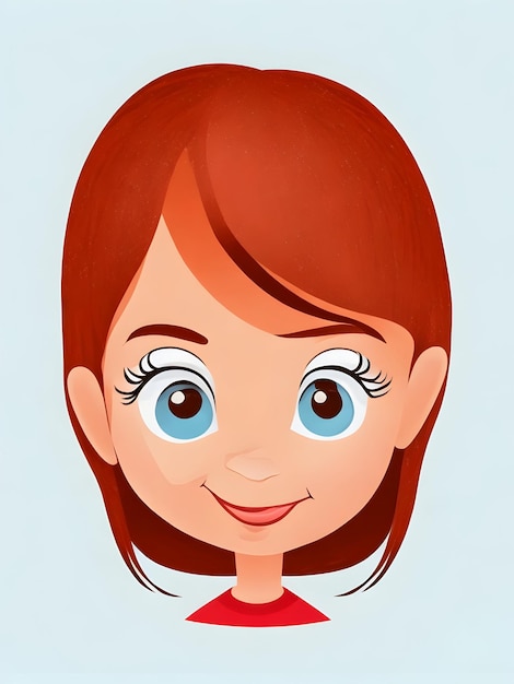 Cute Cartoon Girl Face Vector Design with White Background