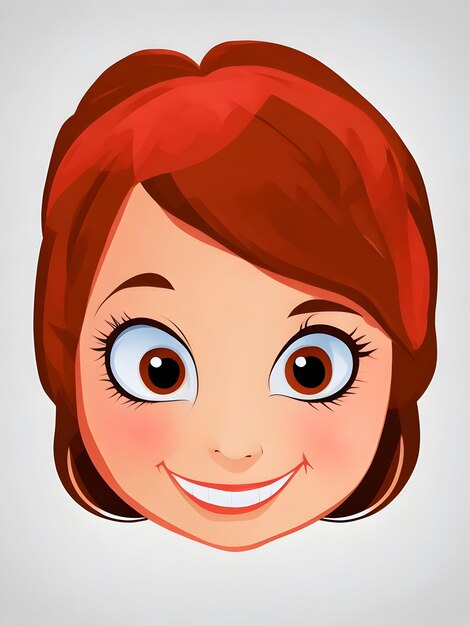 Vettore cute cartoon girl face vector design con sfondo bianco