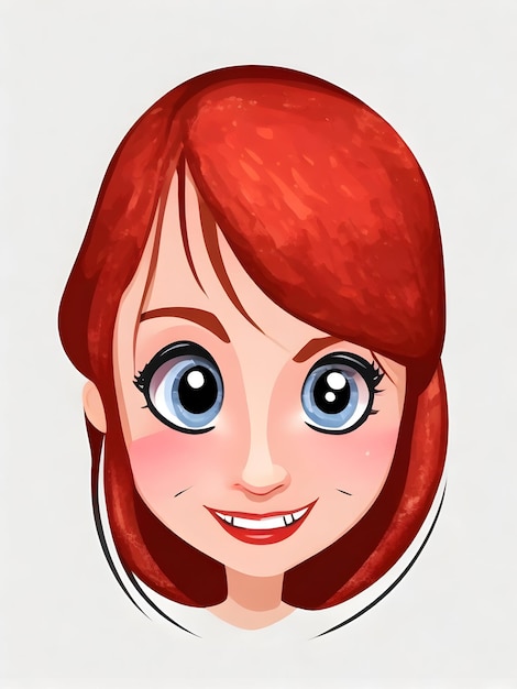 Cute Cartoon Girl Face Vector Design with White Background