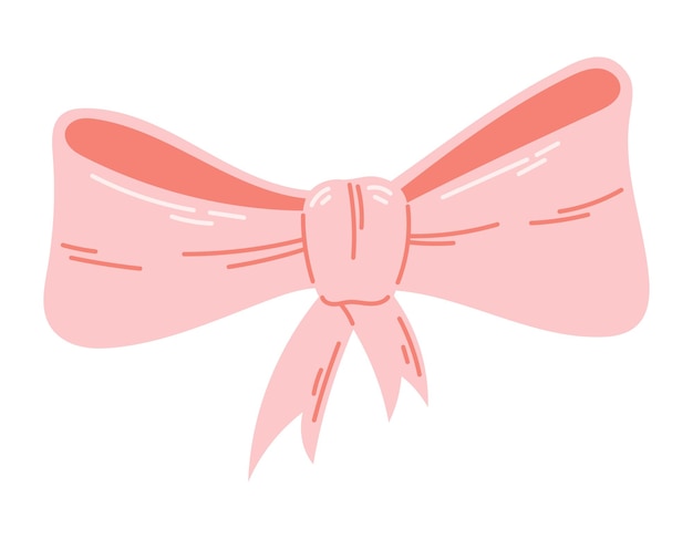 Cute cartoon girly pink bow Vector flat isolated illustration