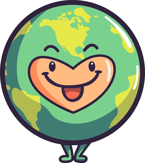 Vector cute cartoon globe