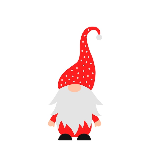 Cute cartoon gnome for Christmas or Valentines Day isolated on white Scandinavian Nordic dwarf character Vector template for banner greeting card poster t shirt etc