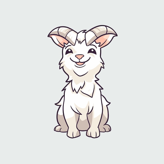 Vector cute cartoon goat animal character