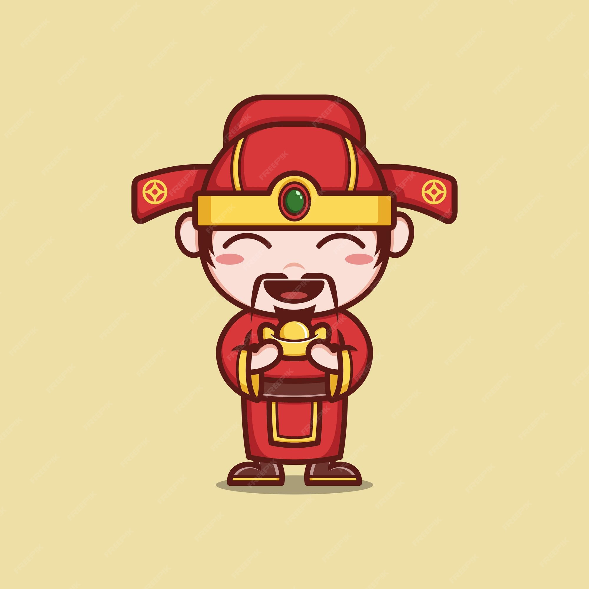 Premium Vector | Cute cartoon god caishen in chinese new years Premium Vector | Cute cartoon god caishen in chinese new years