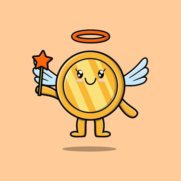 Cute Cartoon gold coin in the form of fairy