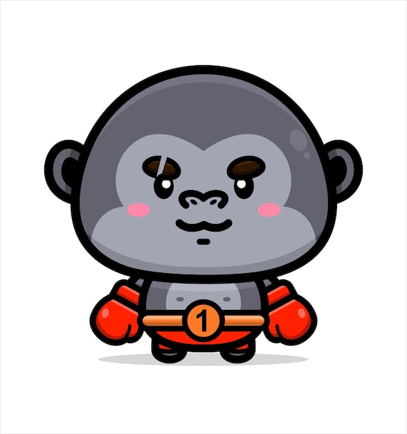 Vector cute cartoon gorilla boxing