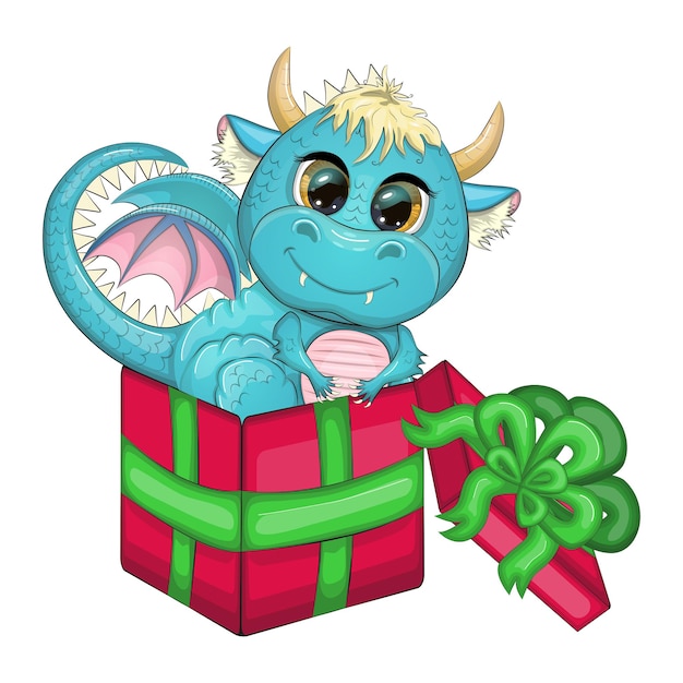 Вектор Милый мультяшный зеленый дракон в шапке санты 2024 новый год китайский календарь подарки елочная игрушка конфетница чашка с надписью новогодний чулок для подарков
