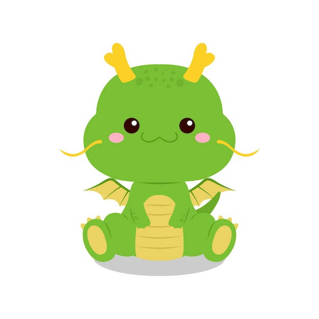 Vector cute cartoon green dragon mascot