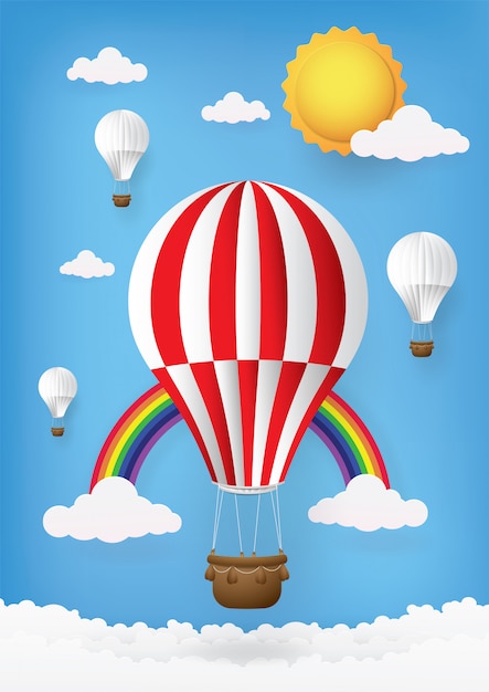 Cute cartoon, Greeting Cards Hot air balloon.