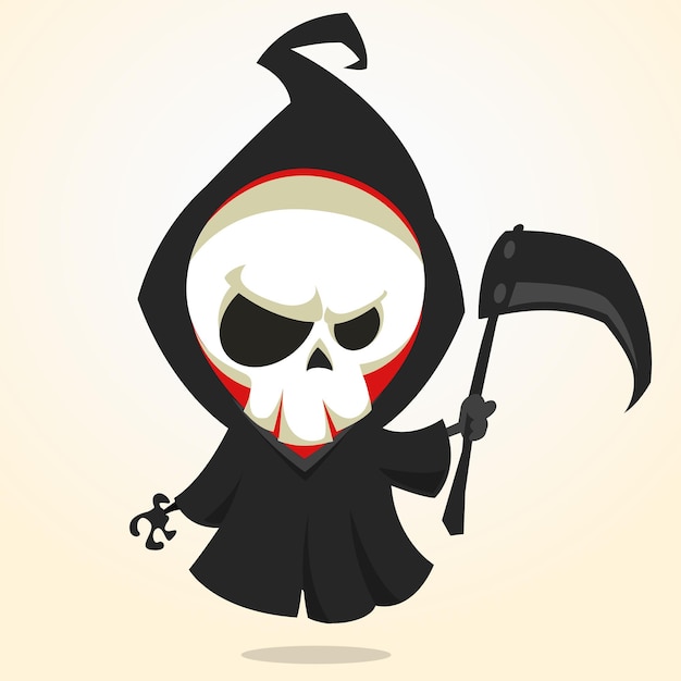 Cute cartoon grim reaper vector illustration