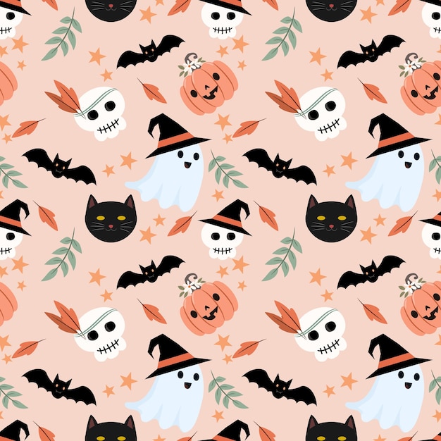 Vector cute cartoon halloween element naadloze patroon voor stof textielbehang