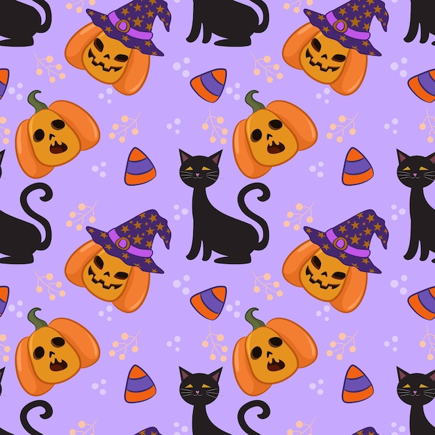 Vector cute cartoon halloween element seamless pattern for fabric textile wallpaper