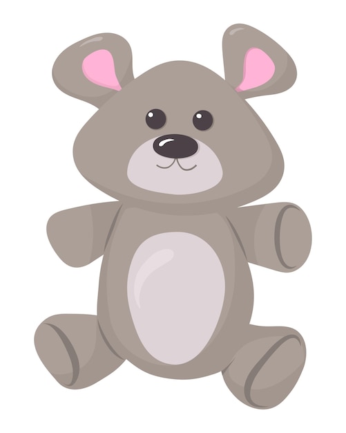 Vector cute cartoon hand drawn grey teddy bear print template design element