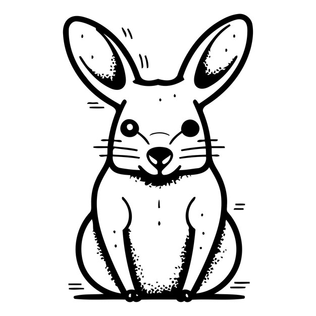 Cute cartoon hare Vector illustration in doodle style