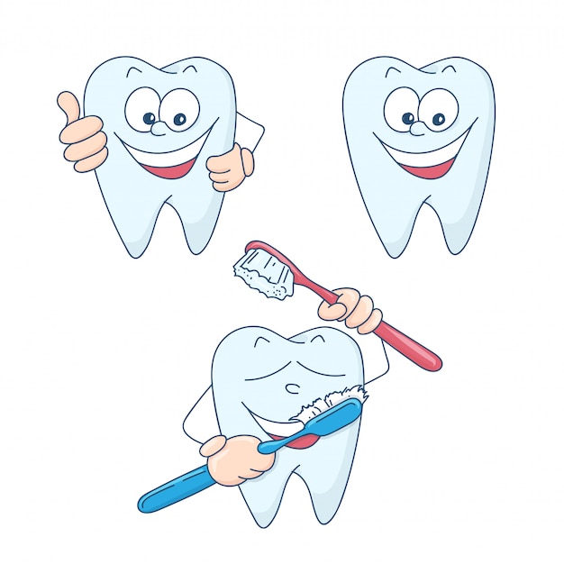 Cute cartoon healthy and beautiful teeth.