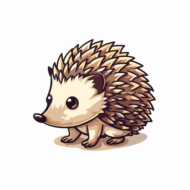 Cute cartoon hedgehog Vector illustration isolated on white background