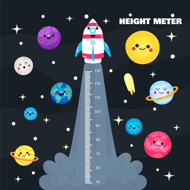 Vector cute cartoon height meter illustrated