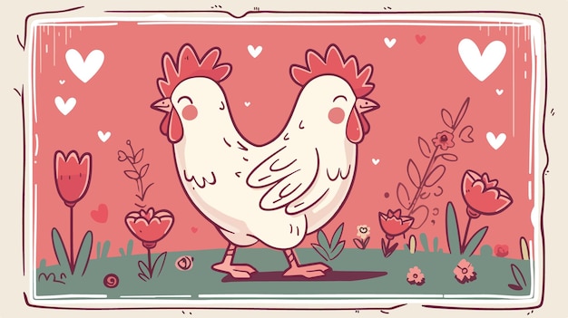 cute cartoon hen chicken vector isolated illustration