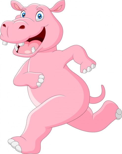 A Cute cartoon hippo running