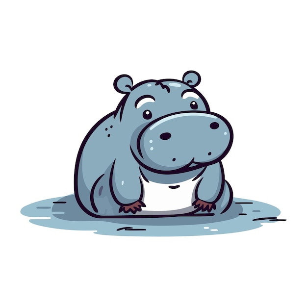 Vector cute cartoon hippopotamus on white background vector illustration