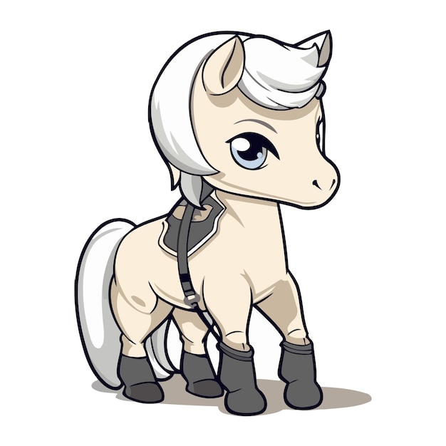 Cute cartoon horse isolated on a white background vector illustration