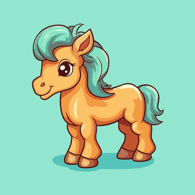 Симпатичный векторный персонаж мультфильма "Лошадь"