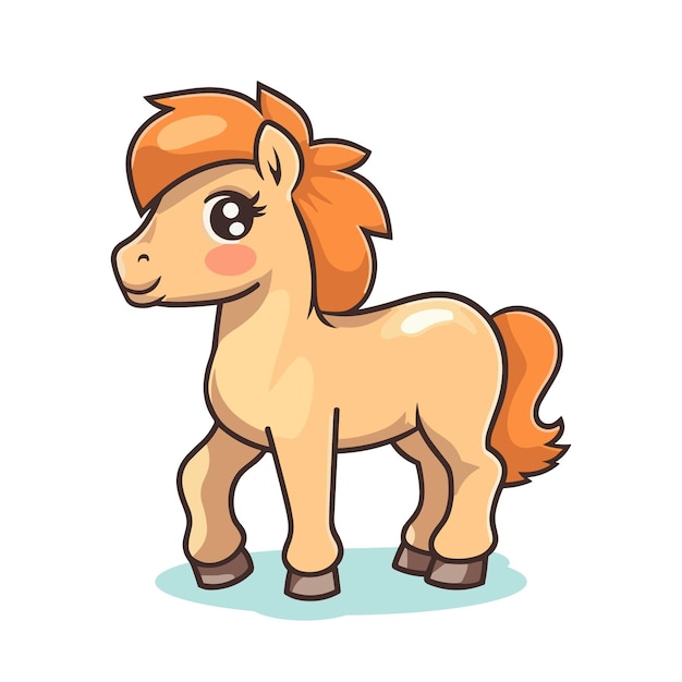 Cute Cartoon Horse vector Character