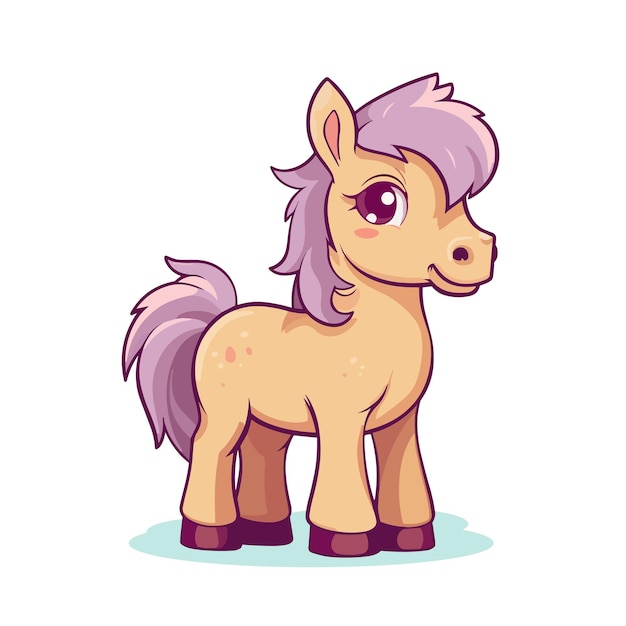 Cute Cartoon Horse vector Character