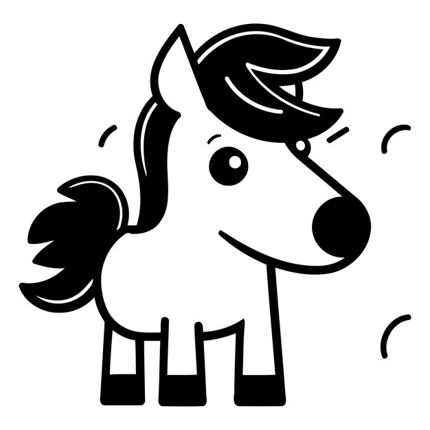 Vector cute cartoon horse vector illustration isolated on a white background