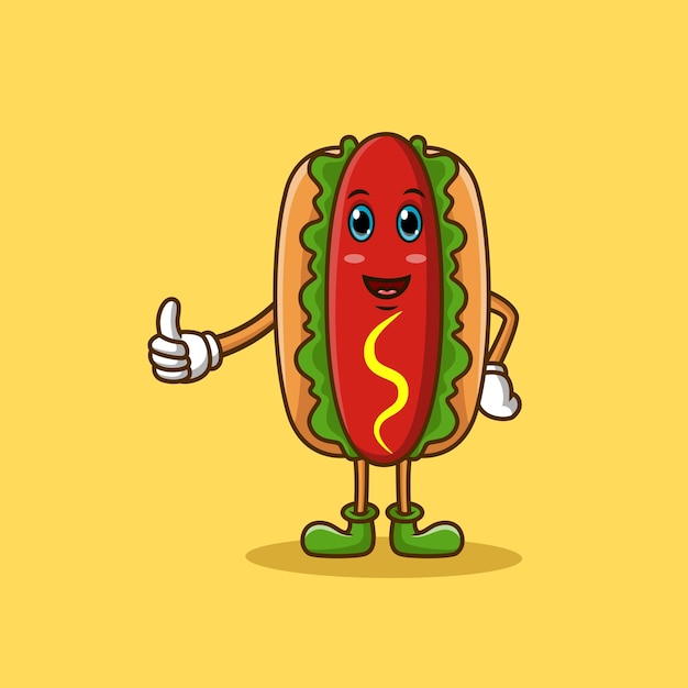 Vector cute cartoon hot dog vector illustration